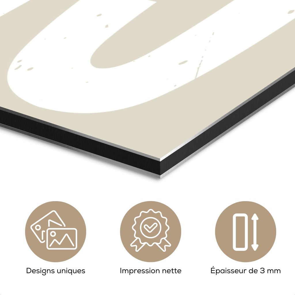 MuchoWow Wanddekoration Metall Metallbild Wandkunst 60x90 cm Torte - Wort - Japandi - Weiß MuchoWow Aluminium Gemälde - Wandbilder - Aluminium