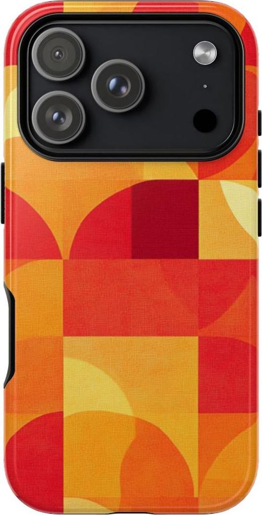 Lebhaftes geometrisches Muster in Rot und Orange – Hülle Kompatibel mit iPhone 17 Pro