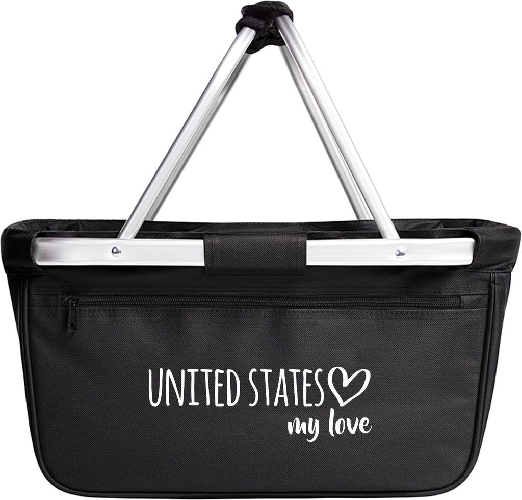 Huuraa Einkaufskorb United States my love 20 Liter Black faltbarer Tragekorb Geschenkidee
