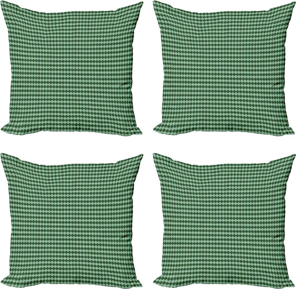 ABAKUHAUS Quatrefoil Kissenbezug Set (4 Stück), Argyle Grün-Töne Gitter, Moderner Doppelseitiger Digitaldruck, 60 cm x 60 cm, Mehrfarbig