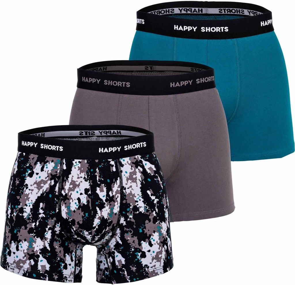Happy Shorts Herren Boxer Shorts, 3er Pack - Retro Jersey, Produktbild 