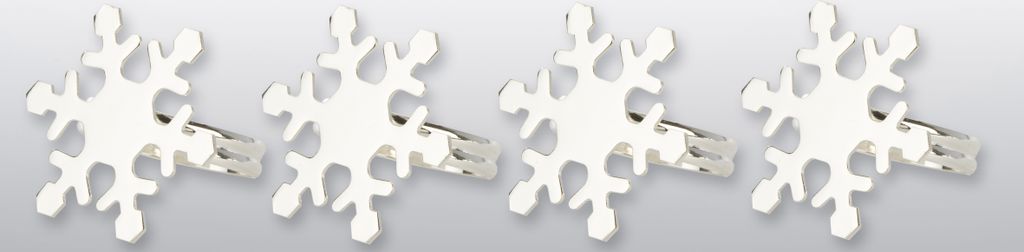 Serviettenring-Garnitur 4-tlg. Schneeflocke versilbert 5,0 x 5,0cm D 3,5cm