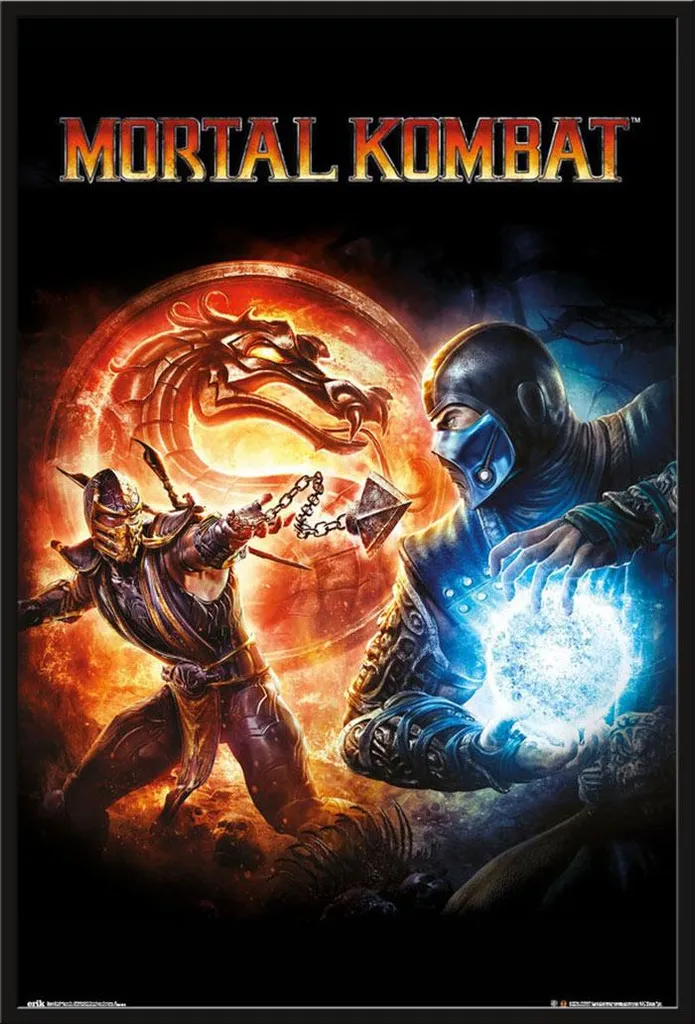 Tableau de Jeu Vidéo Mortal Kombat 9 Encadré sous Verre Acrylique Shinsuke