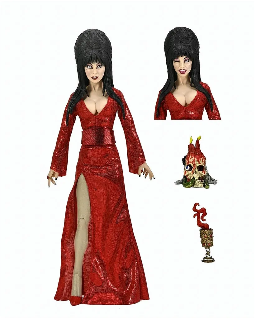 Elvira Figurine Articulée 20cm Robe Rouge en Tissu par NECA Collector