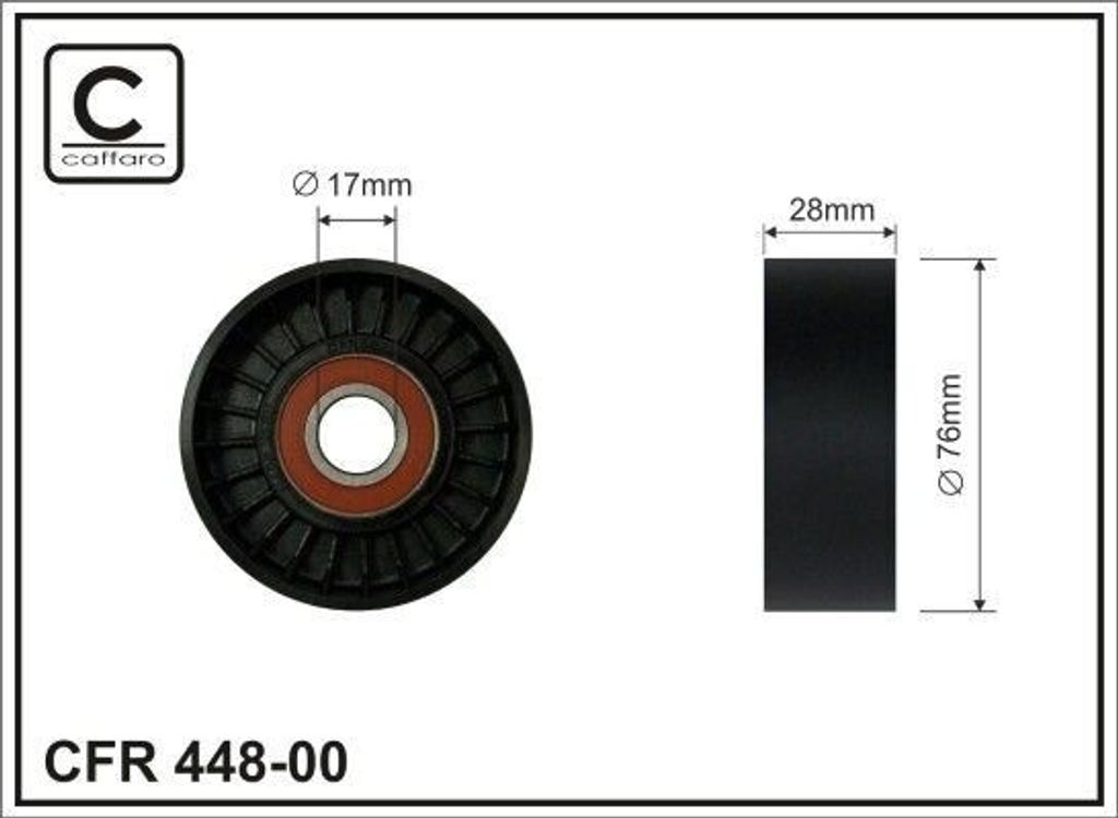 CAFFARO 448-00 Spannrolle Keilrippenriemen 76mm für SKODA FABIA (6Y2) FABIA Stufenheck (6Y3) für HYUNDAI VELOSTER (FS) für KIA CARENS III (UN)