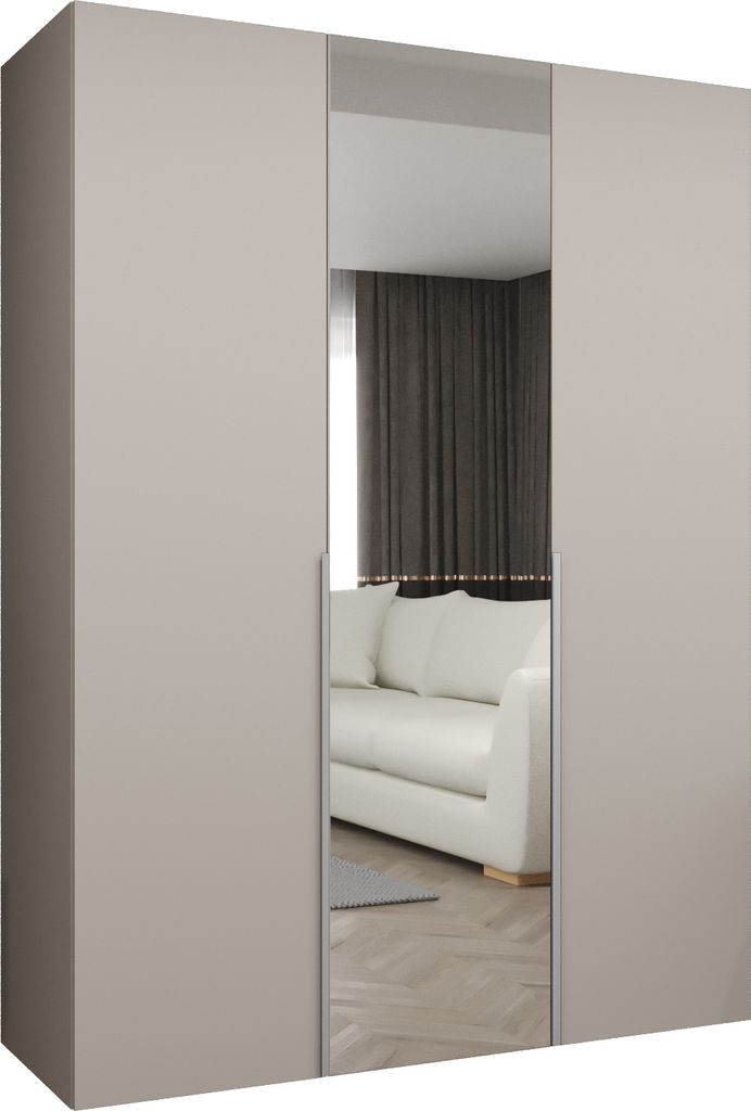 MEBLE KRYSPOL, Kleiderschrank Spiegel, 150x202x52, Kaschmir, Griff Kaschmir