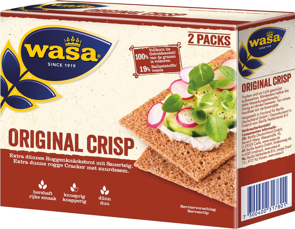 Wasa Crisp Original extra cienkie żytnie pieczywo chrupkie Zdjęcie produktu 