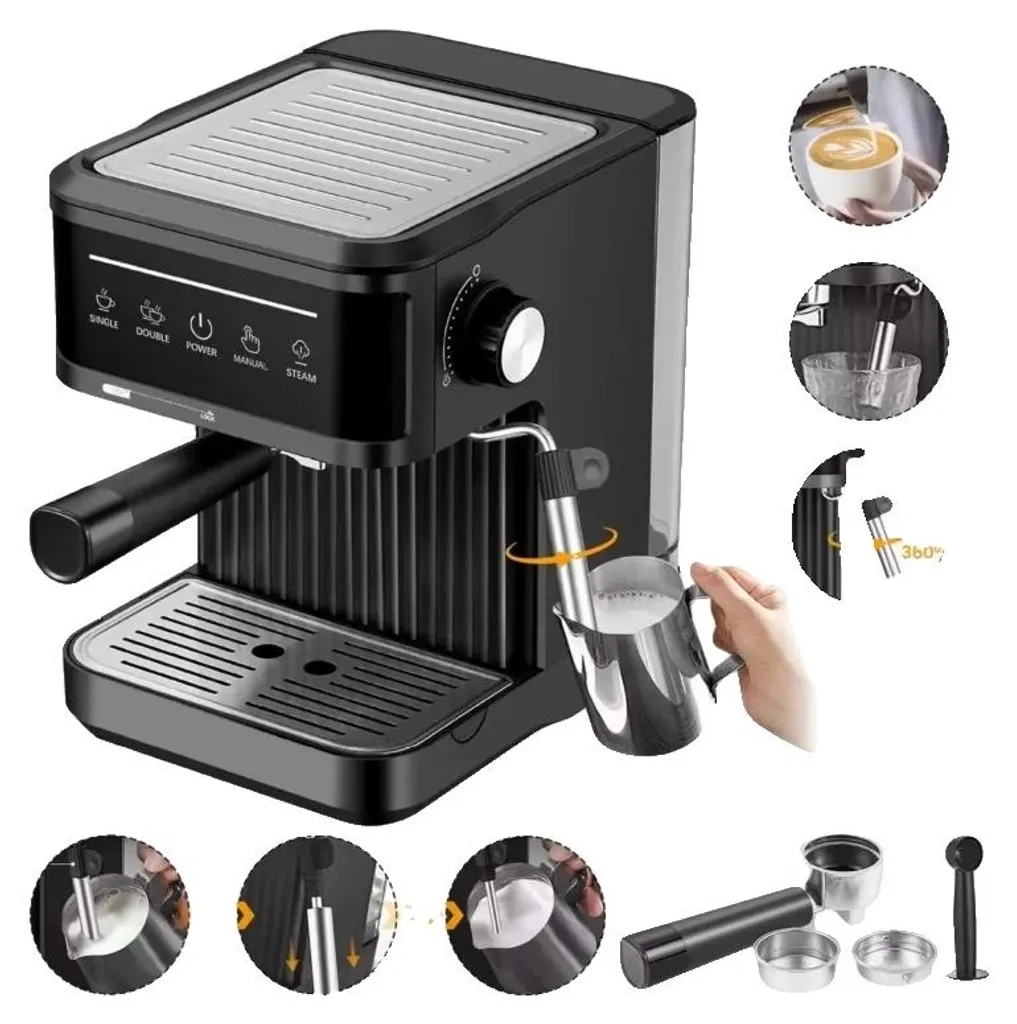 Machine expresso 20 bars avec buse vapeur et grand réservoir de 1,8L