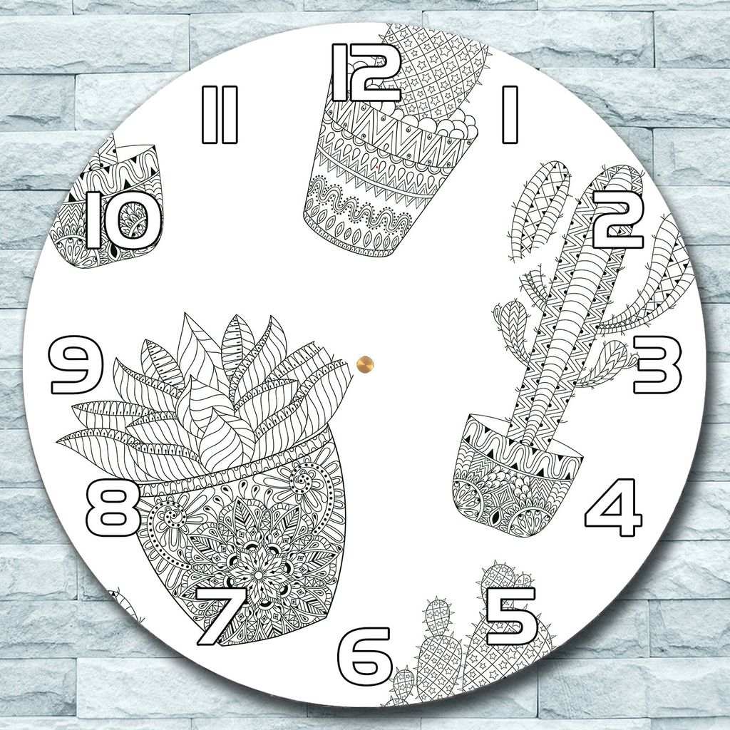 Wanduhr aus Glas Rund fi 30 Mexikanischer Kaktus Quarz Deko Schlafzimmer Büro