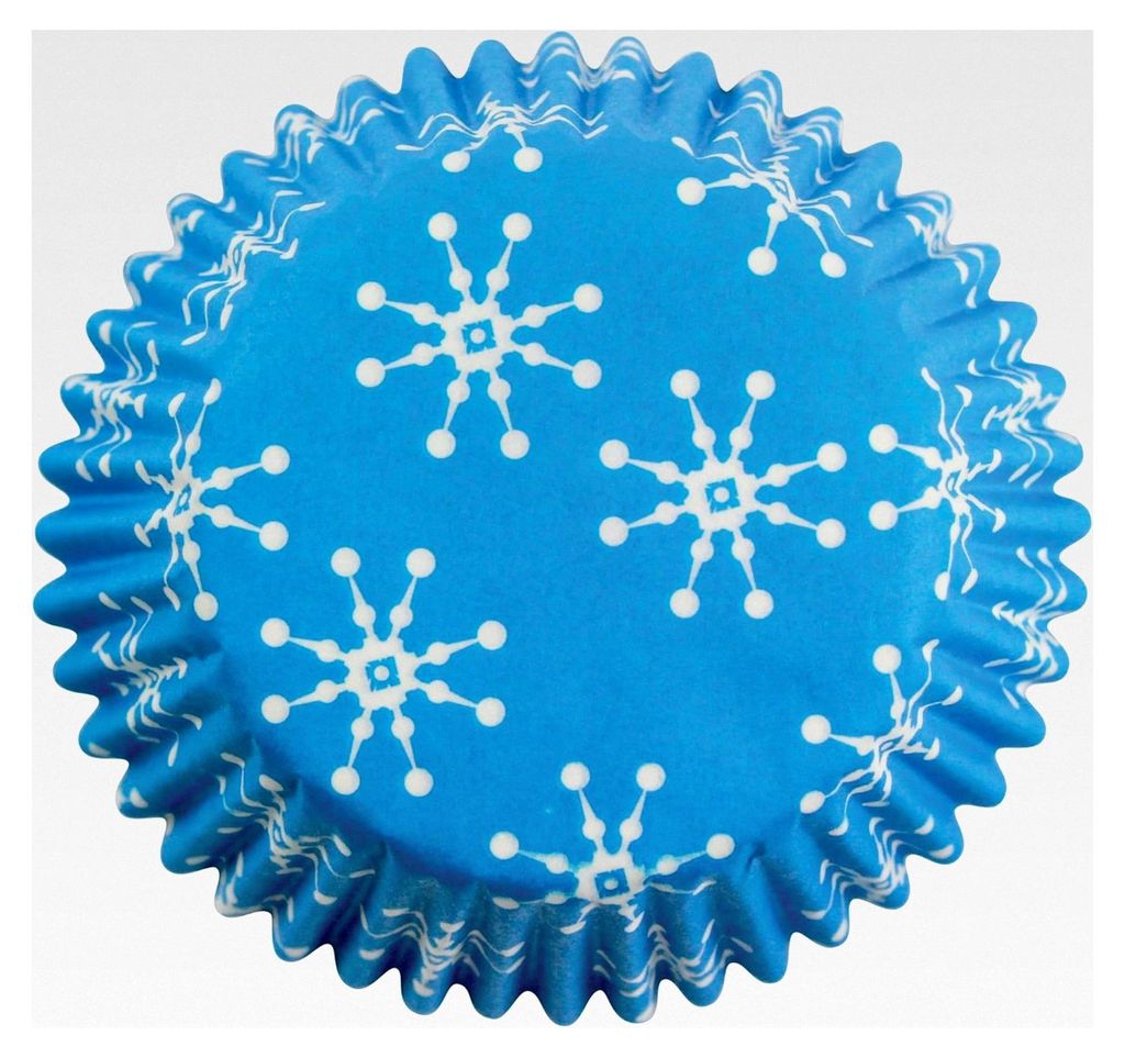 Backförmchen für Cupcakes aus Papier mit Schneeflocken | Mini-Format | 100 Stück