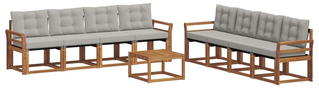 vidaXL Outdoor-Sofagarnitur mit Kissen 9 pcs Natürlich und Hellgrau