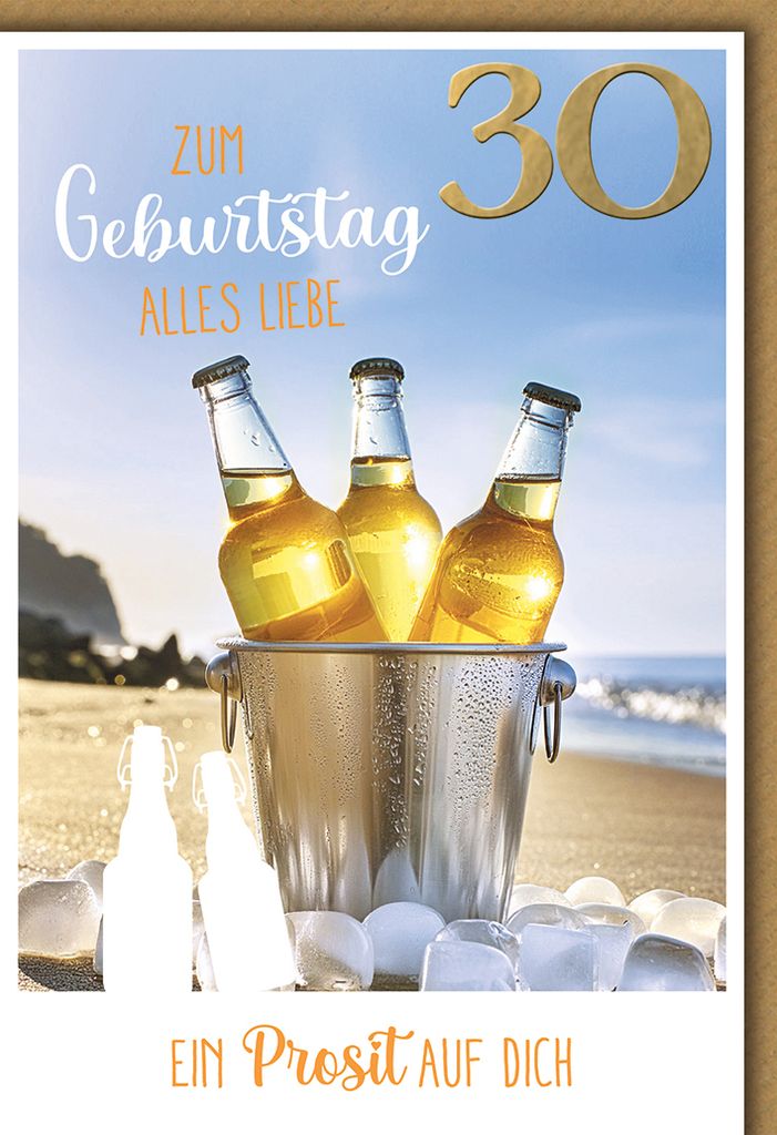30. Geburtstag Glückwunschkarte mit Briefumschlag Bierflaschen gekühlt