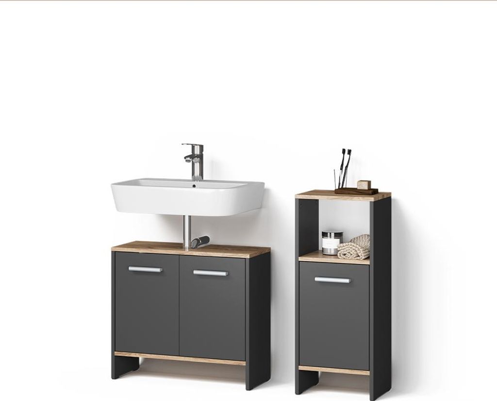 Meubles bain Livinity Amalfi Anthracite/Chêne doré 2 Image du produit 