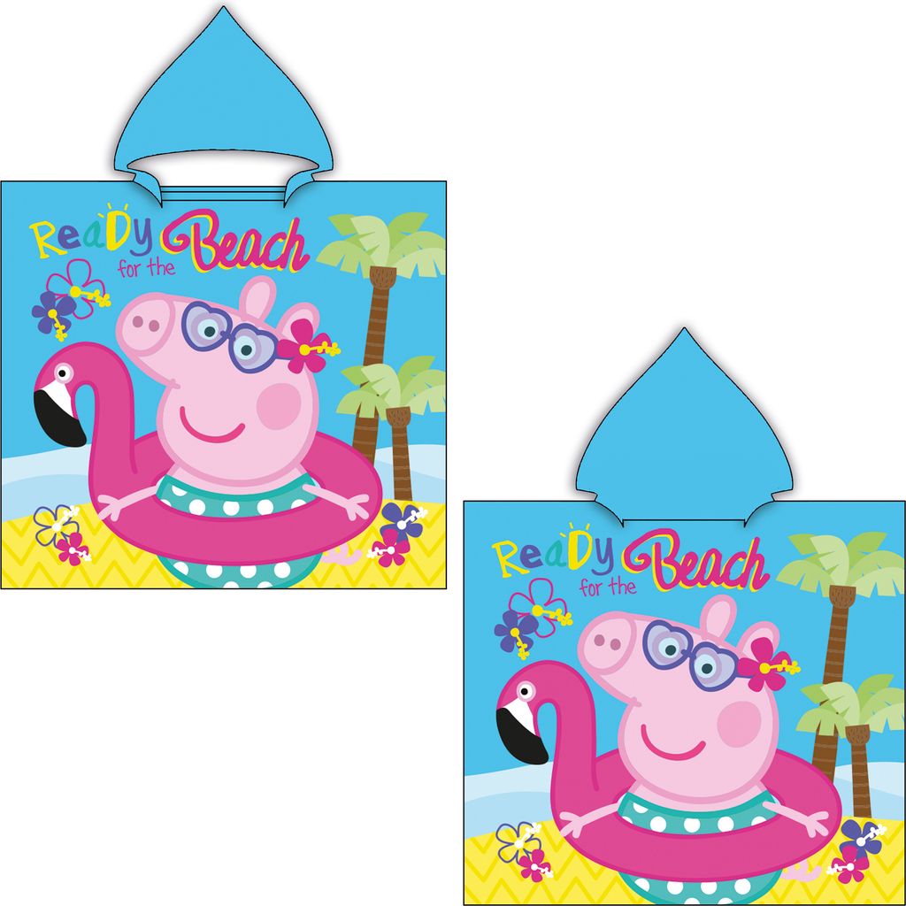 Peppa Wutz Pig Kinder Kapuzen Bade-Poncho Beach 60x120 cm Bademantel Poncho