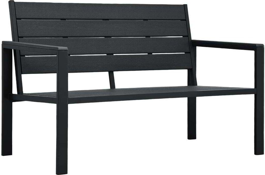 Zahradní lavice 120 cm hdpe černá dřevěný vzhled Černá Obrázek produktu 