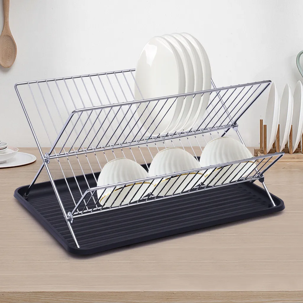 Égouttoir à vaisselle vertical inox compact pour assiettes et bols 45cm - 2
