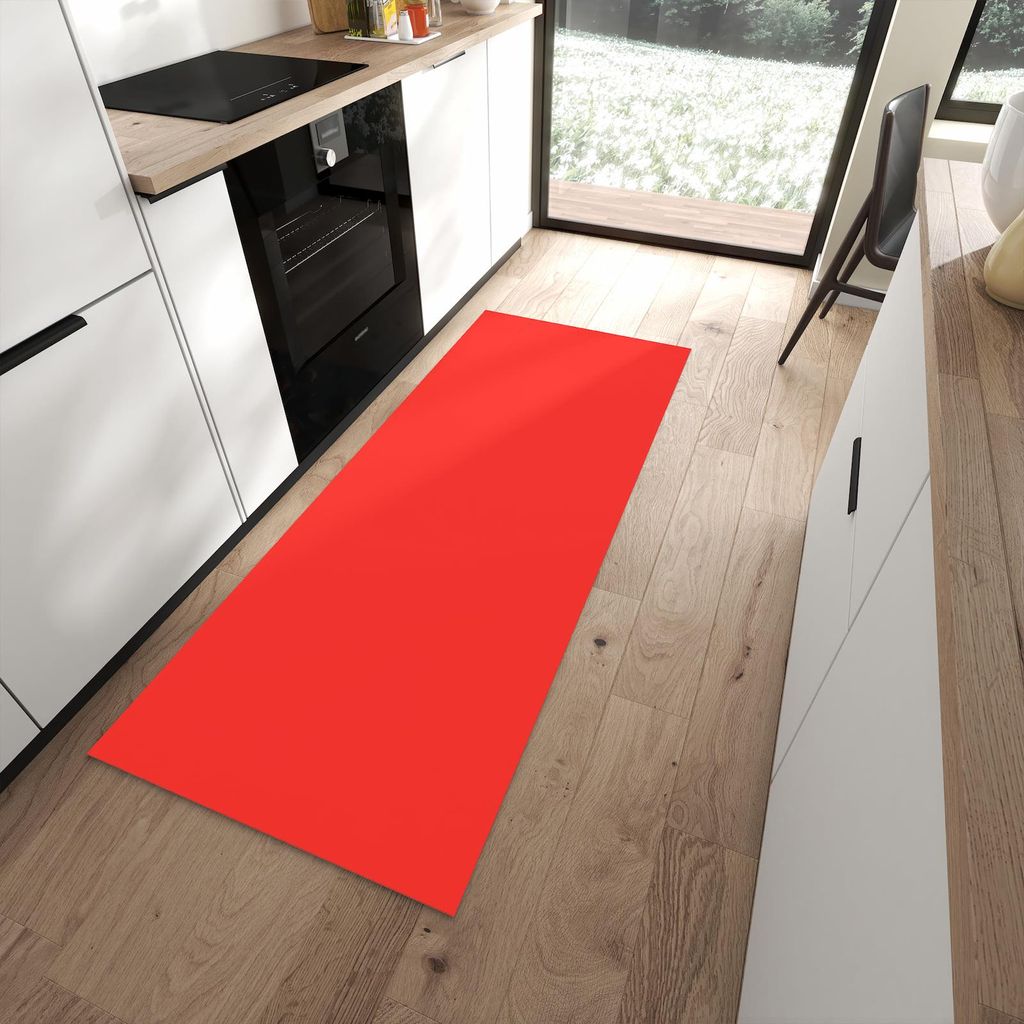 Küchenteppich 80x200cm rutschfest & abwischbar PVC Läufer - Roter Hintergrund I