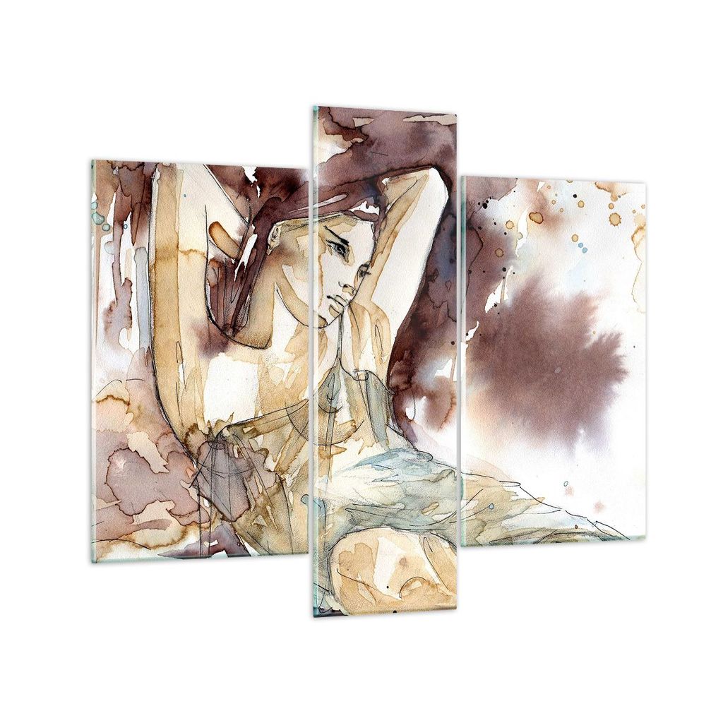 Bilder auf glas - Frau Modell - 95x80cm - Glasbilder - Wandbilder - Bilder - Kunstdruck - zum Aufhängen bereit - Wanddekoration aus Glas - Glas Bi...