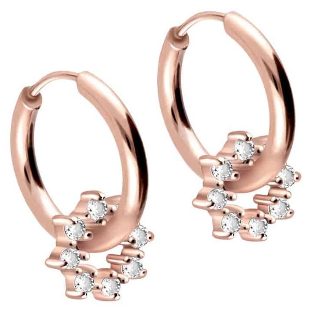 Chirurgenstahl Ohrclicker Creolen KRISTALLKREIS RoséGold Innendurchmesser: 12mm + Designstärke: 2mm