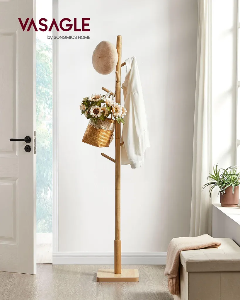 Portemanteau avec 8 crochets pour vestes blanc nuage style épuré 175cm