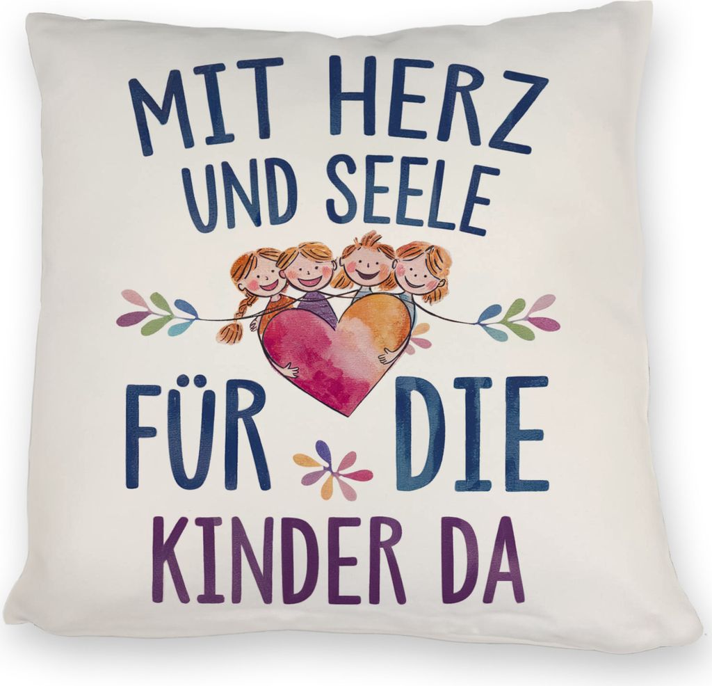 Mit Herz für Kinder da Kissen Herz Umarmt Kinder