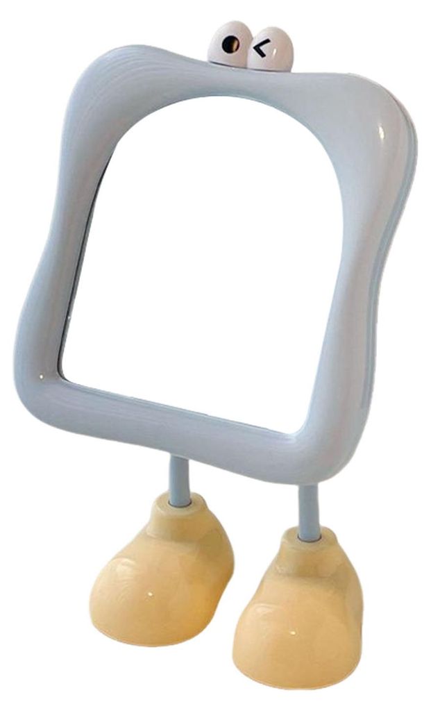 Cartoon-Tischspiegel mit Standbeinen, quadratischem Rahmen und Augenmotiv, Schminktischspiegel für Damen, Dekoration