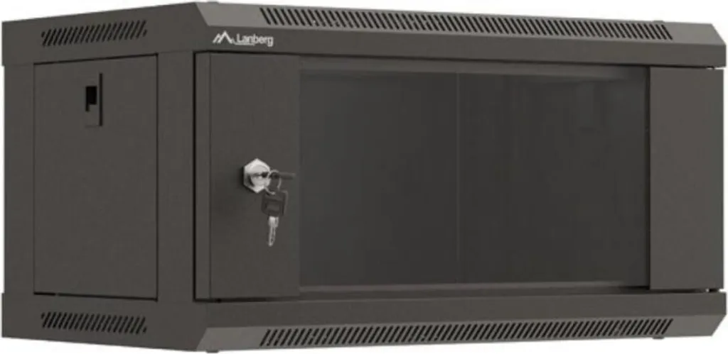 Rack Informatique Lanberg WF03-5304-10B Mural 4U avec Porte en Verre
