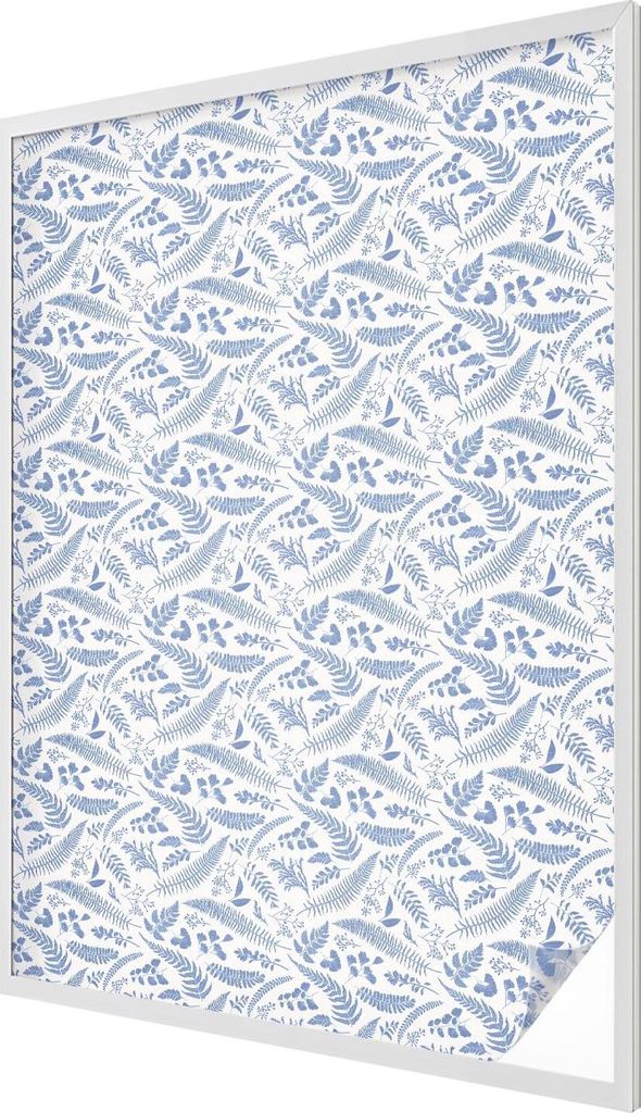 Buntglas Fensterfolie – 146x100 cm – Stained-Glass Design – blickdichte dekorative Sichtschutzfolie – selbstklebend, UV-Schutz – Farnblä...