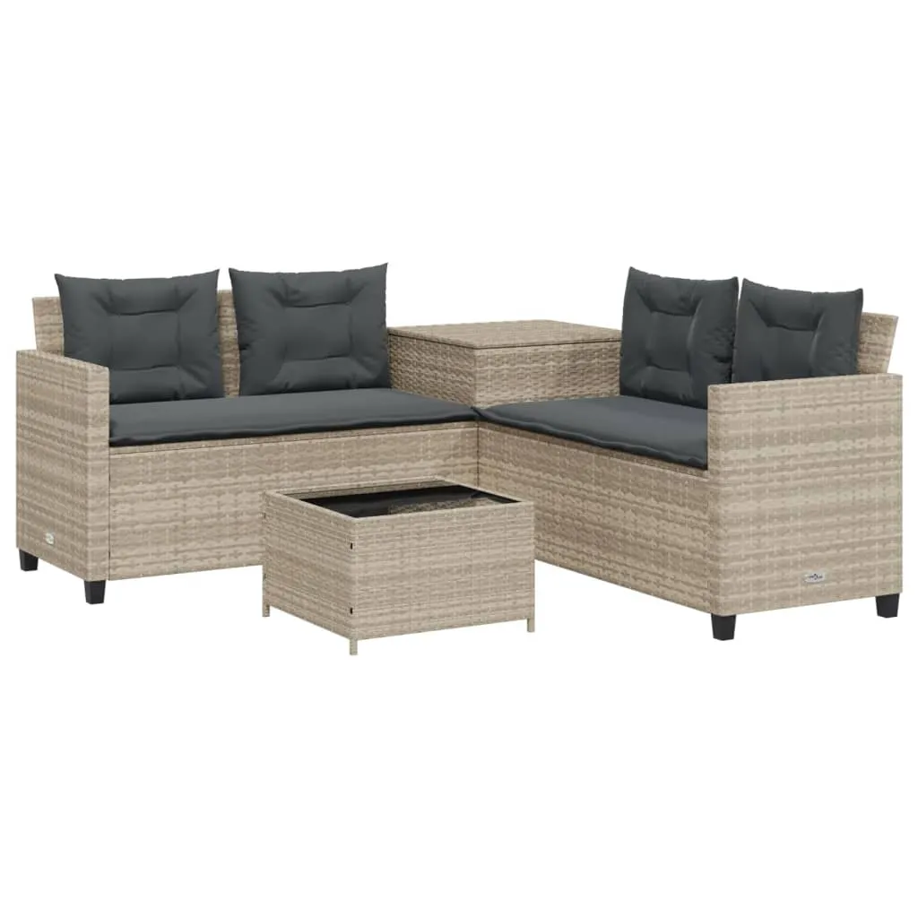 vidaXL Canapé de jardin en L en résine tressée gris clair avec table basse