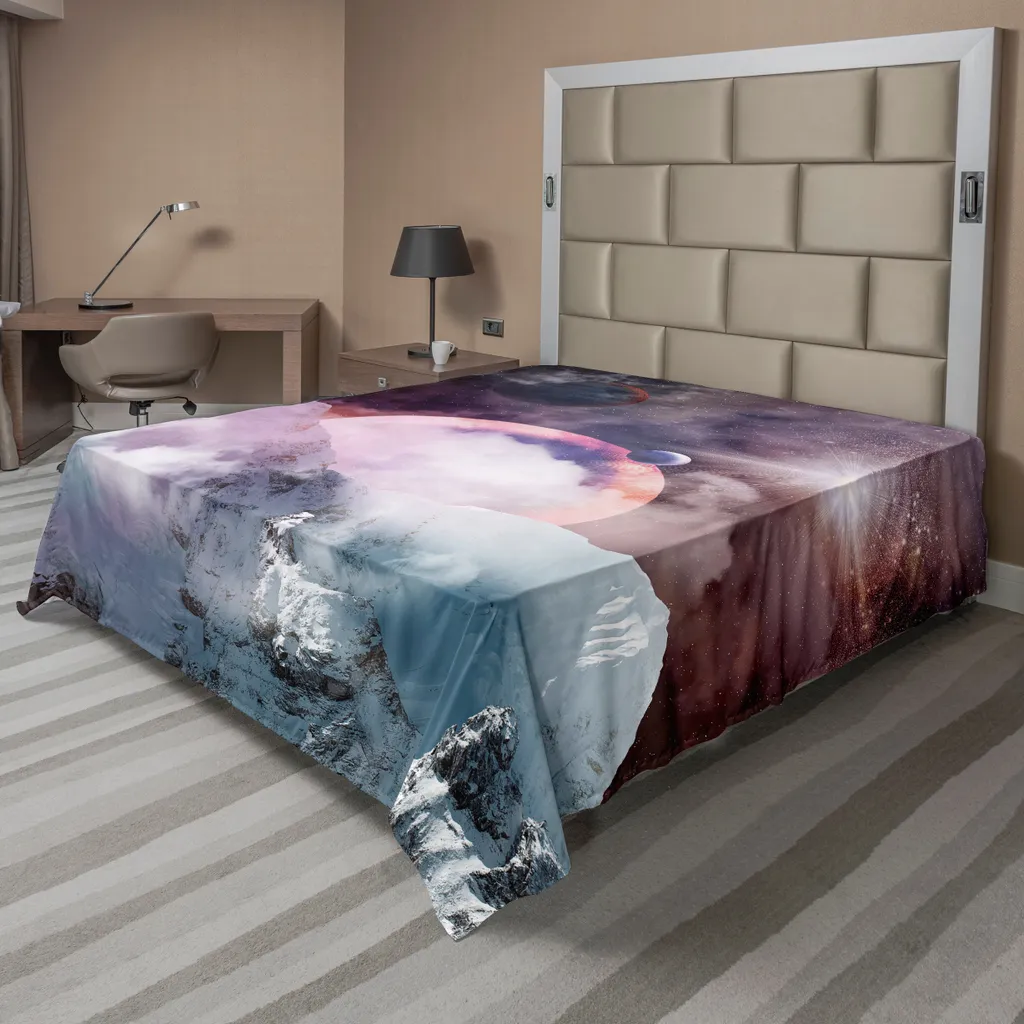 Drap galaxie ultra doux en rose pâle, imprimé planètes haute définition