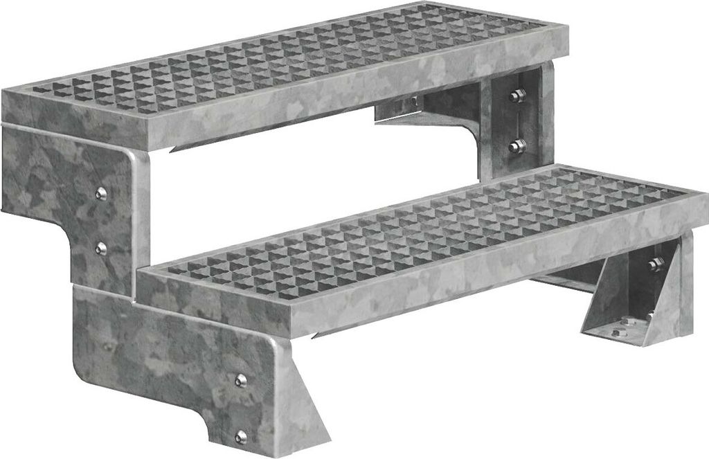 Dolle Außentreppe Gardentop 36-44cm Geschosshöhe mit Gitterrost 100cm breit ohne Geländer