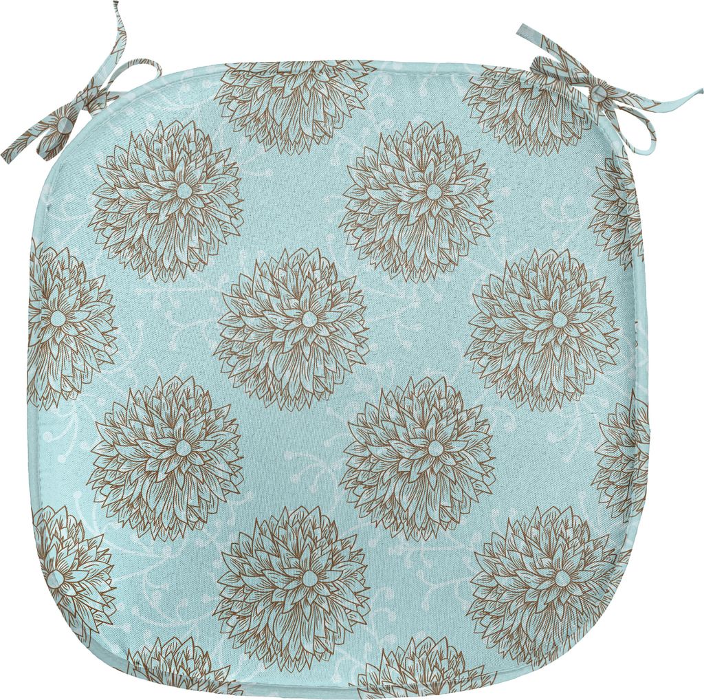 ABAKUHAUS Dahlie-Blume Polster für Esszimmerstühle, Vintage Blumen, Dekoratives wasserfestes Kissen mit Riemen für Küchensitze, 40 cm x 40 cm, ...