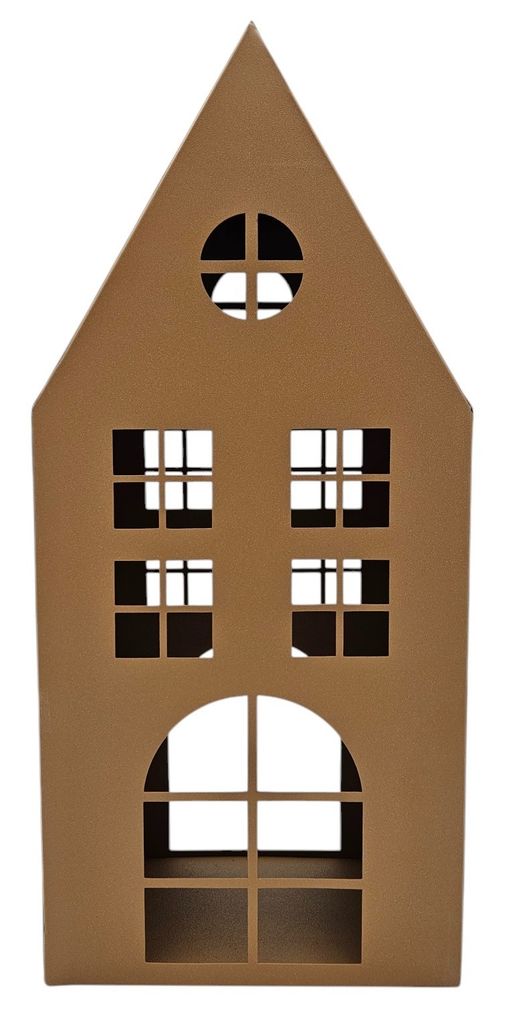 Laternenhaus Windlicht Kerzenhalter Rostoptik Haus Metall Produktbild 