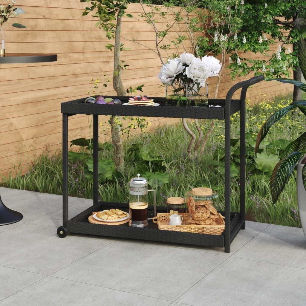 The Living Store Barwagen Schwarz 100x45x83 cm Poly Rattan