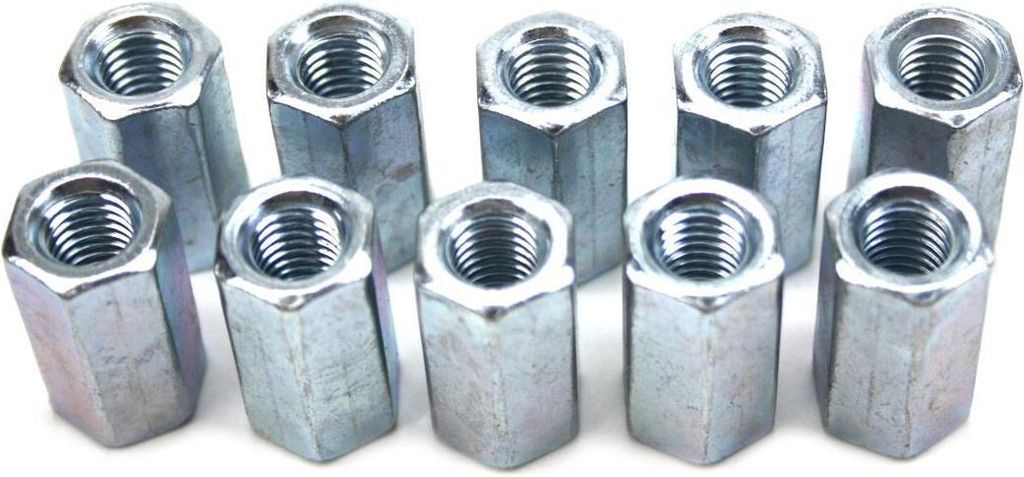 10 x Langmutter M8 Stahl verzinkt Sechskant Verbindungsmutter Gewindehülse
