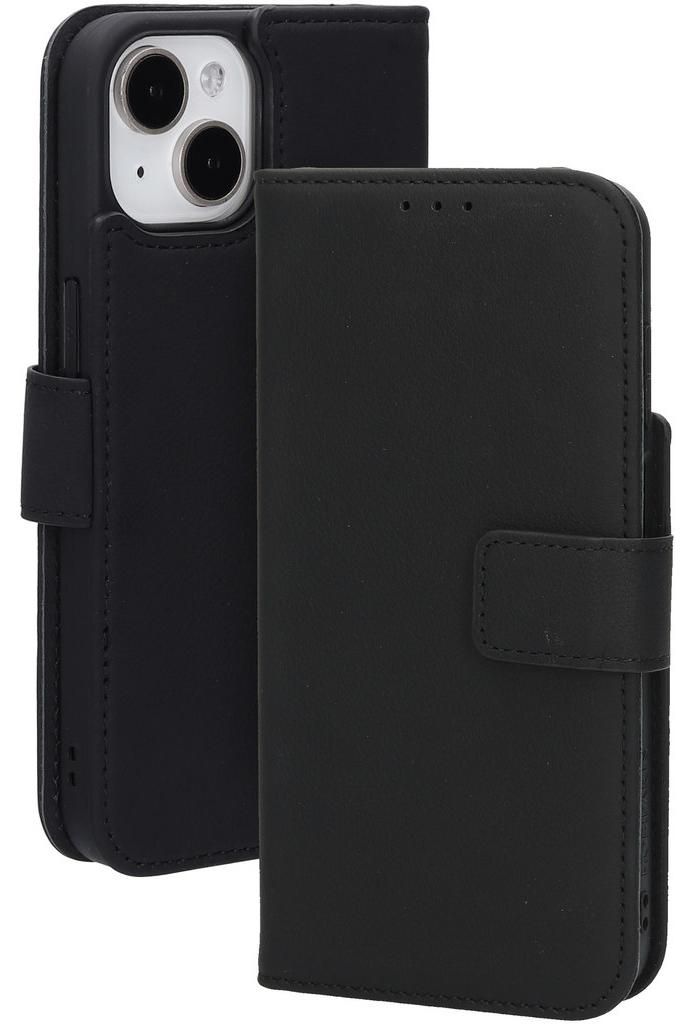 Mobiparts Wallet iPhone 13 MagSafe Hülle Echtes Leder Klapphülle Geldbörse - Schwarz