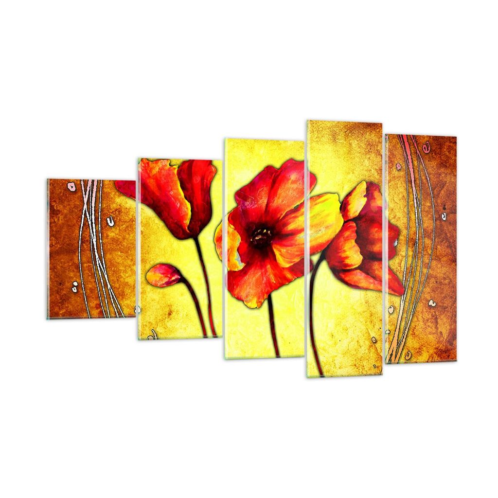 Bilder auf glas - Blumen Schilder Stiel Linien - 100x60cm - Glasbilder - Wandbilder - Kunstdruck - zum Aufhängen bereit - Wanddekoration aus Glas ...
