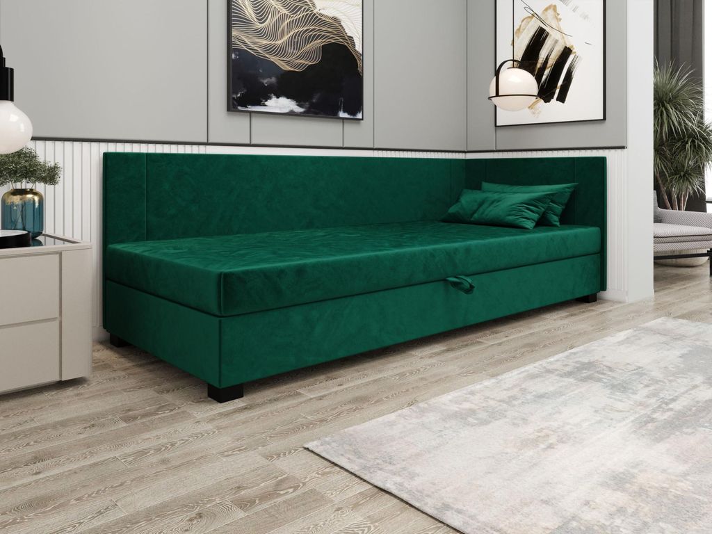 Gepolstertes Einzelbett 80x195 ARIADNA PLUS 2 - grün