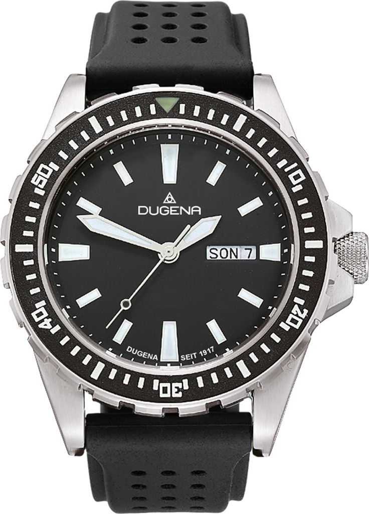 Dugena Herren-Armbanduhr Divers Friend, Quarz, Edelstahlgehäuse Silikonarmband 20 bar