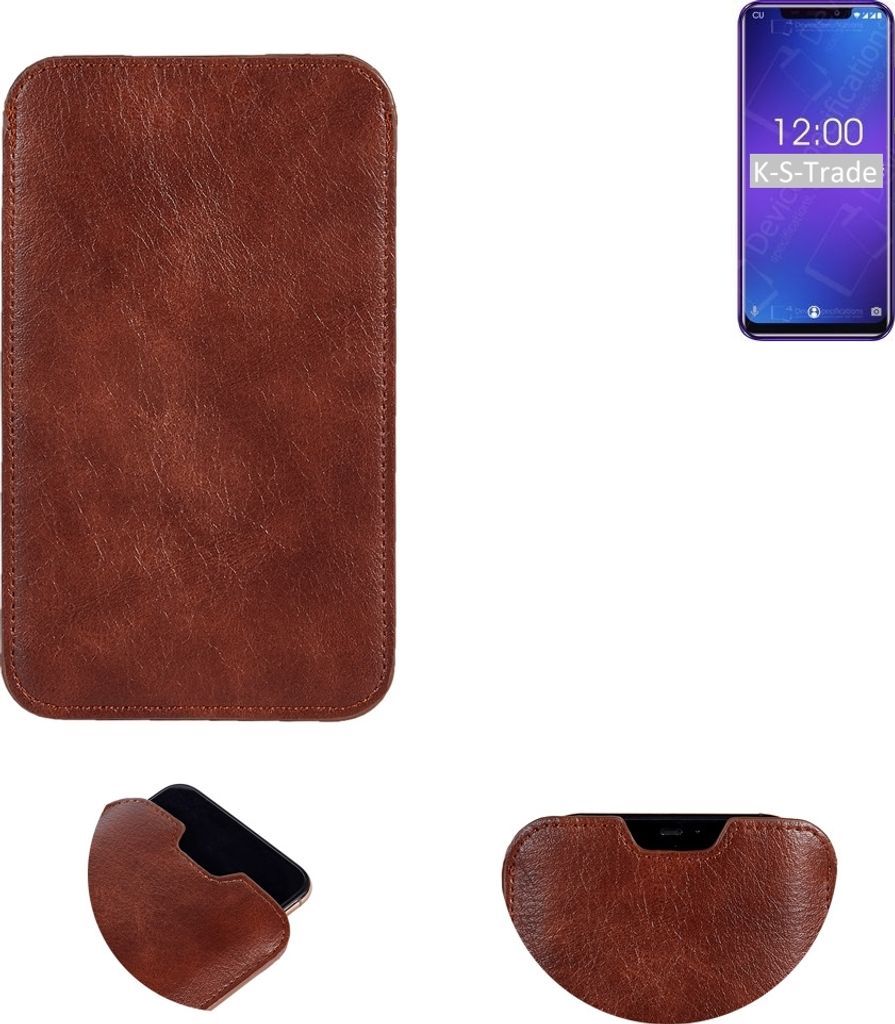 K-S-Trade Schutzhülle Handyhülle kompatibel mit Oukitel C12 Handytasche Kunstleder Sleeve in braun