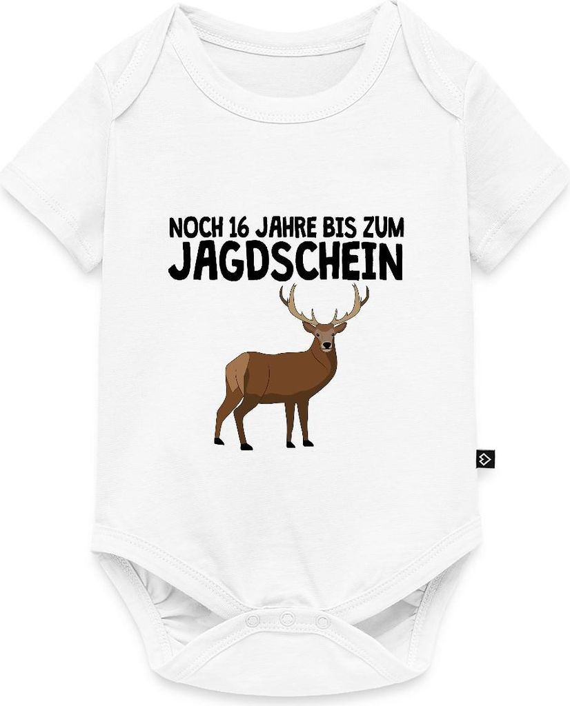 Spreadshirt Nachwuchs Jäger Baby Geschenk Hirsch Motiv Kurzarm Tages Baby Body, 62 (2-3 M.), Weiß