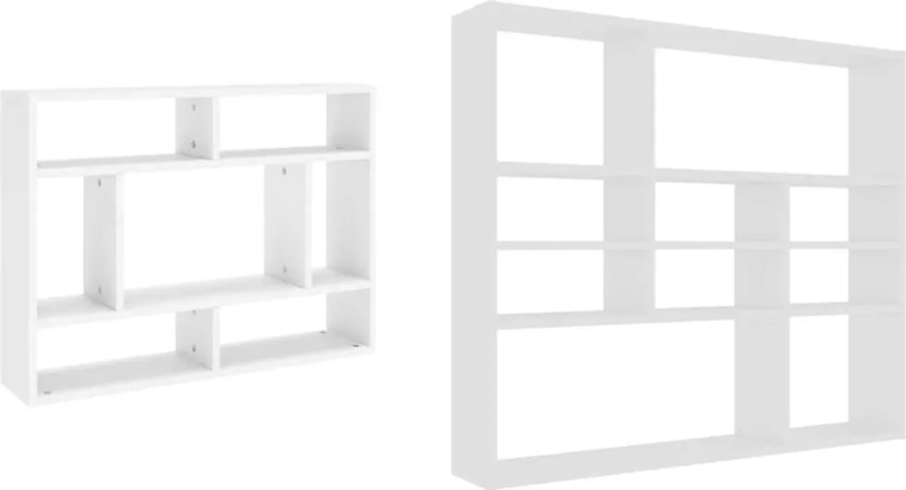 Étagère Murale Blanche 90 cm avec Multiples Compartiments de Rangement - 4