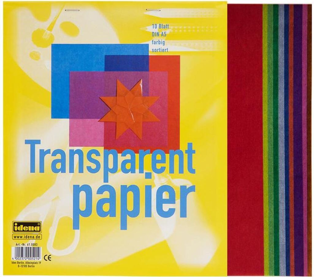 10 Blatt Transparentpapier DIN A5 / 10 verschiedene Farben Produktbild 