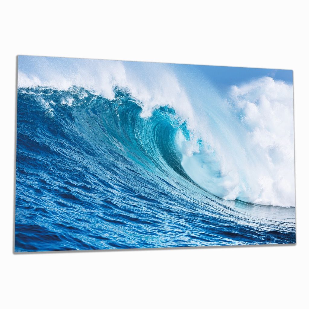 Wallario Herdabdeckplatte aus Glas, Größe 90 x 52 cm 1-teilig, Motiv Eindrucksvolle Welle im Ozean