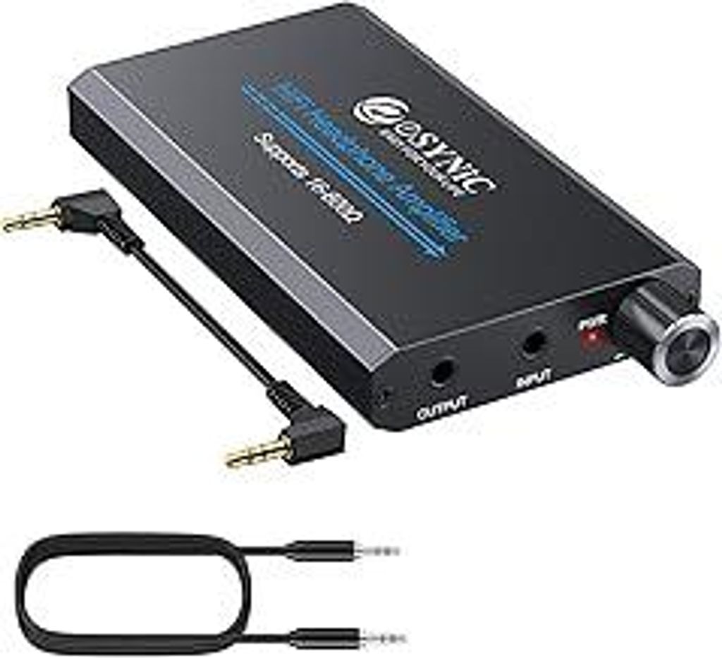 eSynic Professioneller 16-600? Kopfhörerverstärker – Tragbarer HiFi Verstärker mit Gain-Schalter, wiederaufladbarer Batterie und 3,5mm Jack f...