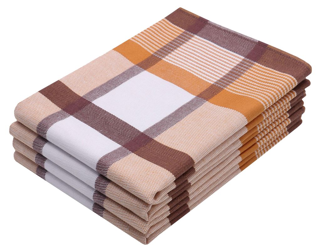 4er Set Geschirrtücher Baumwolle, 50x70 cm, braun-kariert Produktbild 