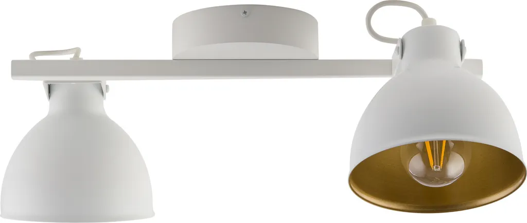 Plafonnier design blanc et or avec spots orientables pour salon 2xE27