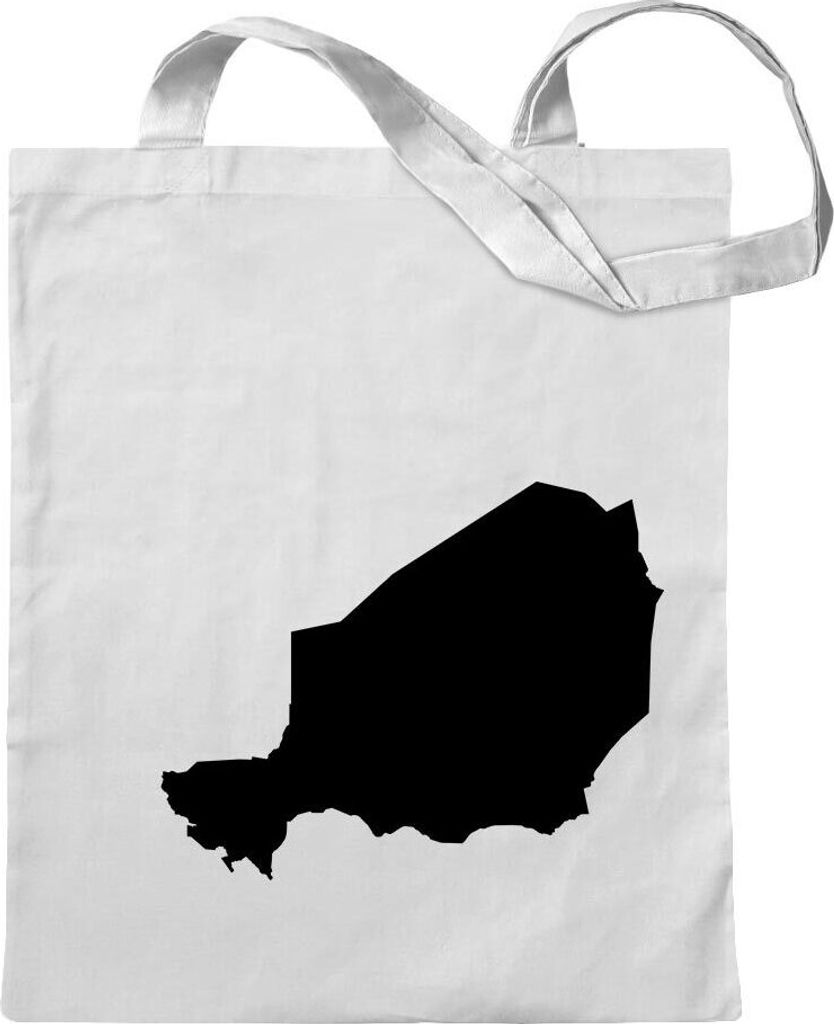 Kiwistar - Baumwolltasche - weiss - Niger Umriss Kontur - Tragetasche Stoffbeutel Umhängetasche langer Henkel