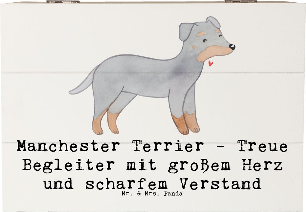 Mr. & Mrs. Panda Holzkiste Manchester Terrier Begleiter 22 x 15 cm - Weiß - Geschenk, Truhe, aufbewahrungskiste mit deckel, treue, Hunderassen Pfl...