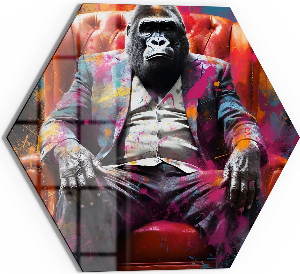 DEQOART Magnettafel Glas 55x48 cm 6-eckig 'Gorilla Lounge' beschreibbar Whiteboard Küche